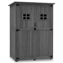 M Mcombo Gartenschrank Holz, Gartenhaus Klein Wetterfest, Outdoor Gerätehaus Geräteschuppen, Für Außenbereich Balkon Terrasse, 59×127×168 Cm, 0912ey-f