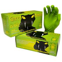 Caja De 100 Guantes De Nitrilo Grueso Biodegradables Mamba Verde Talla L, Alta Resistencia