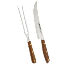 Set cuchillo y tenedor para barbacoa Nórdika – Acero inoxidable NITRUM – Madera de ovengkol – 215 mm