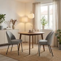 2x Chaises Salle À Manger Velours Gris Creston 84x57x49 Cm Pieds Métal Noir (34680001)