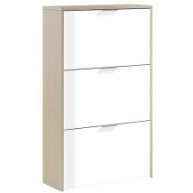 Miroytengo - Scarpiera Multi-stanza In Rovere O Bianco Lucido Con 3 Ripiani 113x60x22 Cm