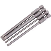 Tinor - 4pcs S2 Alloy Steel Magnetic Flat Head Screwdriver Bit 1/4' 100mm