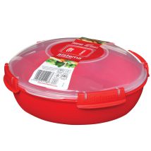 Sistema Contenitore Per Alimenti Rotondo Per Microonde/ciotola Per Cucinare Vaporiera Da 1,3 L Rosso/trasparente