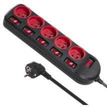 Regleta De Enchufes Maclean Mce204 De 5 Tomas - Protección Contra Sobretensiones, Cable De 1,5 M