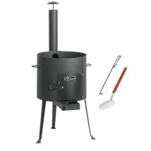 Kazan Ofen Ø 34 Cm, Gulaschkessel Mit Schaumlöffel, Schürhaken, Outdoor Ofen Mit Rohr - Bbq-toro