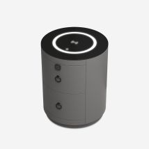 Comodino Moderno Rotondo Con Ricarica Wireless Luce Led E 2 Cassetti Moho