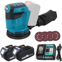Teetok - Exzenterschleifer Polierer,bürstenlos, 18v Lxt Lithium Ø 125mm, Mit 4pcs Schleifpapier + 2x5.5ah Batterien + Dc18rc Ladegerät),kompatibel Mit