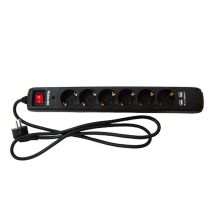Regleta De Enchufe 6 Tomas C/interruptor Y Proteccion Sobretension +1,5m Cable3g1.5mm2mm2 + 2 Puertos Usb