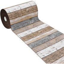 Emmevi Mv S.p.a. - Tappeto Cucina Bordato Tessitura Piatta Bagno Camera Corridoio Stile Legno Parquet Tortora - 52x140 Cm
