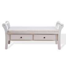 Rebecca Mobili Panca Panchina Bianca 2 Cassetti Stile Classico 47,5x108,5x40