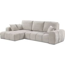Canapé D'Angle Gauche Convertible En Tissu Chenille "verneuil" - 3 Places - Beige