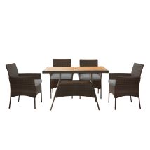 Teamson Home 5 Pezzi Mobili Da Giardino Per Esterni Set Da Pranzo, Tavolo Da Giardino In Rattan E 4 Sedie Con Cuscini Rimovibili, Resistente Alle 