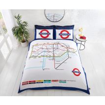 Rapport Home - Underground-copripiumino Matrimoniale Con Mappa Della Metropolitana Di Londra-set Copripiumino Matrimoniale E Federe, King, Colore: 