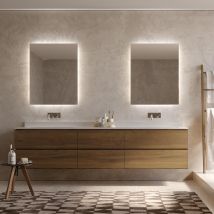 Foxydry - Miroir Mural Éclairé Rectangulaire, Miroir De Salle De Bain Avec Led, Miroir Avec Cadre En Aluminium, 70x75 Cm