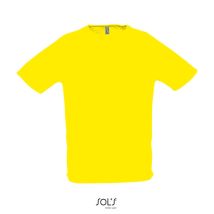 Camiseta Hombre Manga Raglán – 100% poliéster transpirable – Color Limón – Ideal para actividades deportivas