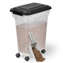 Iris Ohyama - Hundefutter Aufbewahrung Mit Rollen, 20l/7.5kg, Schwarz, Luftdichte Futterbox, Trockenfutter, Futterbehälter, Für Hunde, Katzen, 