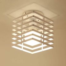 Plafoniera Soffitto, Lampada Da Soffitto Con Ø22cm Gabbia Quadrata, Vintage Plafoniera Per Come Soggiorno Sala Da Pranzo Corridoio (bianco)