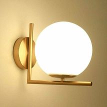 Led Glass Ball Wall Light - Modern Indoor Wall Sconce - Spherical Glass Shade - Lighting For Bathroom, Bedroom, Staircase, Hallway, Study - Black (