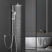 Sistema Doccia Cromato Senza Miscelatore, Colonna Doccia In Acciaio Regolabile, Set Doccia Rettangolare Ideale Per Retrofit, Soffione A Pioggia, 