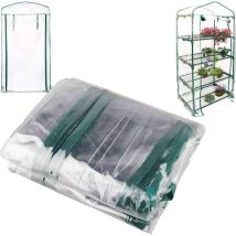 Bâche De Serre À 4 Niveaux, Bâche De Rechange Transparente En Pvc Avec Porte Zippée Enroulable, Bâche De Serre Imperméable Pour La Culture De Légumes,