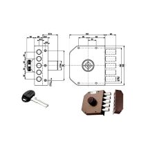 Mottura – Cerradura de bomba Sic.Semplice Sx 30601 – 5 pistones – 132x146x30mm – Incluye 3 llaves
