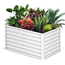 Lot De 1 Bac À Fleurs En Acier, Jardinières Rectangulaires Extensionérieures, Gants Inclus, Fond Ouvert, Blanc, 1809060 Cm