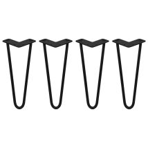 4 X 12" Hairpin Legs - 2 Prong - 12mm - Black