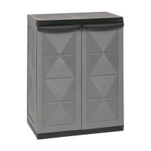 Armadio Basso Basic Line 65 cm x 37 cm x H 83 cm – Polipropilene Riciclabile – Grigio Scuro – 6,5 kg