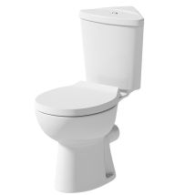 Corner Close Coupled Bathroom Toilet White Ceramic Wc 365mm Oval Pan With Soft Close Seat