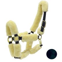 Cob, Naturale: Licol En Nylon Doublé De Peau D'Agneau Synthétique Avec Boucles En Laiton