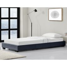 [corium] - Letto Singolo Hamar 90 X 200 Cm Rivestimento In Tessuto Grigio Scuro Corium