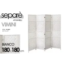 Separé Aus Weißem Rattan 4 Paneele 180x180 Cm