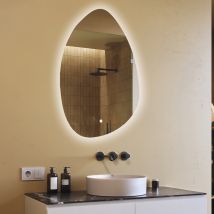 Artforma - Espejo De Baño Led 64x94, Interruptor Táctil, Led Dual, Espejo Irregular