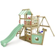 Wickey - Wooden Climbing Frame Seaflyer With Swing Set And Slide, Playhouse On Stilts For Kids With Sandpit, Climbing Ladder & Play-accessories - 