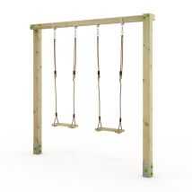 Wickey Aero Star Wooden Swing Set With Two Wooden Swing Seats In Natural