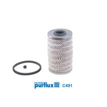 Filtro de combustible – C491 – Purflux – Diámetro exterior: 71 mm, Diámetro interior: 20 mm, Altura: 120 mm