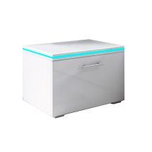 Comodino Led 1 Cassetto Cassetiera Tavolino Camera Da Letto Mobile Design Moderno 50x36,5x45cm Modello Victoria Bianco Finitura Lucida
