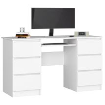 Escritorio De Ordenador Akord A11 Blanco 135 Cm 6 Cajones Frente En Color Blanco 135x50x77 Cm