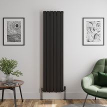 Duratherm - Black Flat Panel Designer Radiator Vertical Horizontal 1800 X 456mm Double Panel