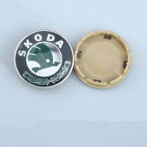 Set Di 4, Accessori Per Auto, Adatti Per Coprimozzi Skoda, Coprimozzi Di Ricambio - (diametro Esterno: 56 Mm, Clip: 52 Mm, Etichetta Concava Verde)