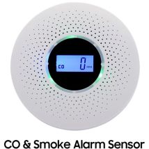 Muff - Carbon Monoxide And Smoke Alarm Sensor Compound Type Smoke & Co Detector Ppm Lcd Display Indicator Battery Powered Wireless Installation (white