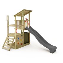 Torre Gioco Fruityforest Con Scivolo, Torre Da Arrampicata Con Sabbiera, Scala E Accessori Da Gioco - Antracite - Fatmoose