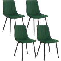 Klihome Set Of 4 Designer Velvet Dining Chairs Metal Legs, Green