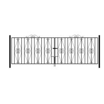 Cannock Gates - Stirling Scroll Double Driveway Gate - Solid Steel - Fits Gap Of 3048 Mm X 914 Mm High - Electro Galvanised/black Powder Coated