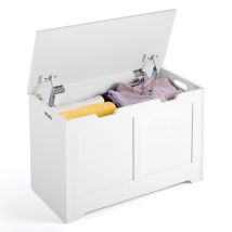 Large White Storage Chest With Lid, Multi-purpose Organiser Box For Toys, Blankets & Clothes, 72x36x48cm, Mondeer