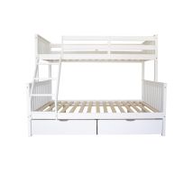 Litera Triple + 2 Cajones Madera Blanca 135x190/90x190cm