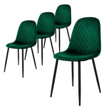 Set Di 4 Sedie Per Sala Da Pranzo Rivestimento In Velluto Verde Scuro Poltroncine Da Cucina Con Schienale E Gambe In Metallo Seduta Ergonomica Sedia 