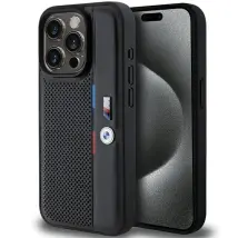 Bmw Bmhcp15l23pupvk Iphone 15 Pro 6,1 Zoll Schwarze/schwarze Hartschalen-schutzhülle Mit Perforierter Tricolor-linie