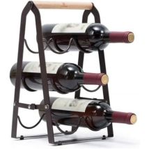 Botellero, Soporte De Mesa Plegable De Hierro Y Madera, Botellero Plegable Para 6 Botellas, Soporte Independiente Para El Hogar.