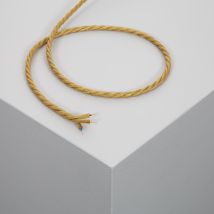 EFECTOLED Geflochtenes Textilkabel Gold 4 m – 1,5 mm² – 3 Kupferkabel – Kabeldurchmesser 6 mm